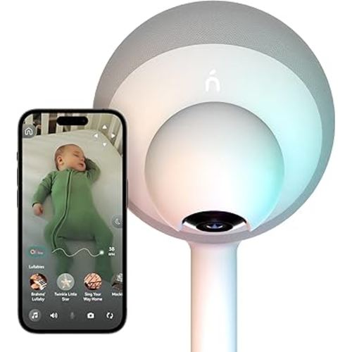 NANOBÉBÉ Smart Baby Monitor – Non-Wearable AI Breathing Monitor Motion Detection 1080p HD Camera with 360° Pan Tilt Two-Way Talk Sound Machine App Control, Night Vision
