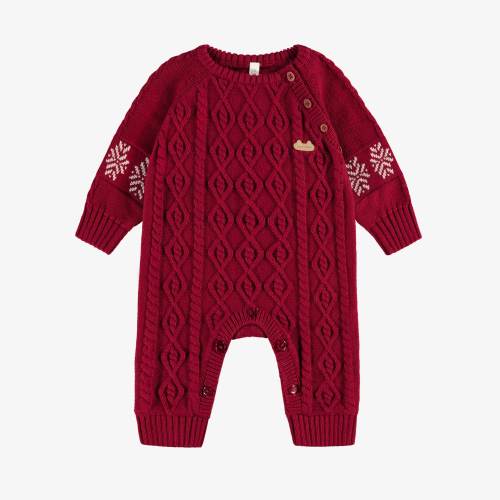 Une pièce rouge en tricot torsadé, naissance - Souris Mini