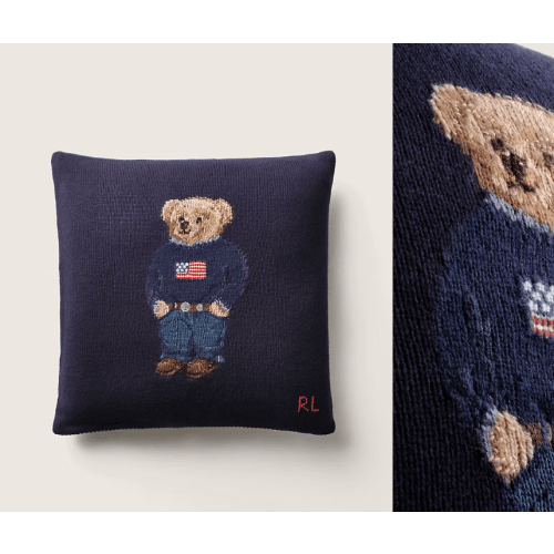 Polo Bear Wool Throw Pillow