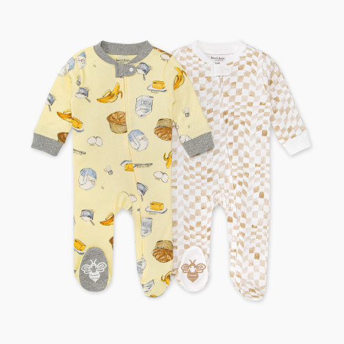 Burt's Bees Baby 2 Pack Sleep & Play Pajamas Organic Cotton - Banana Muffin Recipe 2 Pk, 0-3 Months