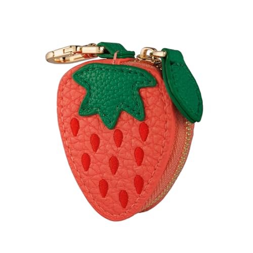 Giltnio Fruit Coin Purse Bag Charm Keychain, Mini Charm Kawaii Leather Coin Purse Pouch Holder for Airtag Handbag Tote Wallet