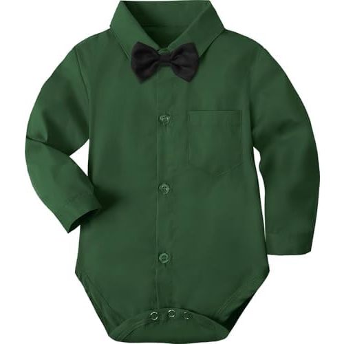 A&J DESIGN Infant Baby Boys Dress Shirt Formal Bodysuit Rompers 3-18 Months