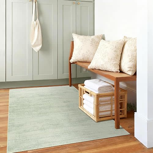 Sage Green Rugs for Bedroom,Small Boho Abstract Washbale Non Slip Area Rug for Kitchen Entryway,Light Green Rug 3x5 Sage Ombre Low Pile Carpet for Bathroom Laundry Room,3 x 5