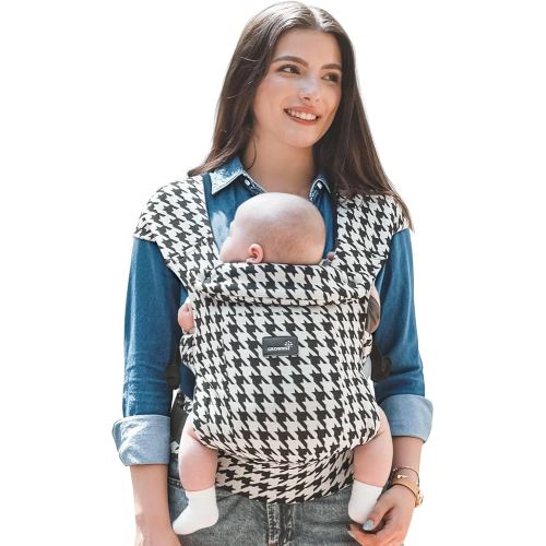 GROWNSY Baby Carrier Newborn to Toddler, Cozy Baby Wraps Carrier, Ergonomic Baby Carrier with Head Support, Houndstooth Black