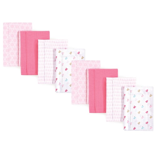 Luvable Friends Girls Cotton Poly Flannel Burp Cloths 8-Pack, Birdies, One Size - Birdies 8-Pack - One Size