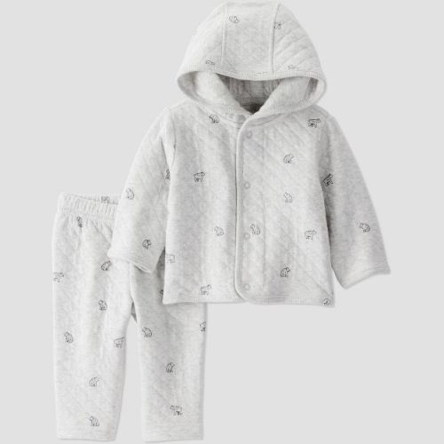 Little Planet By Carter's Organic Baby 2pc Quilted Hooded Set - Gray