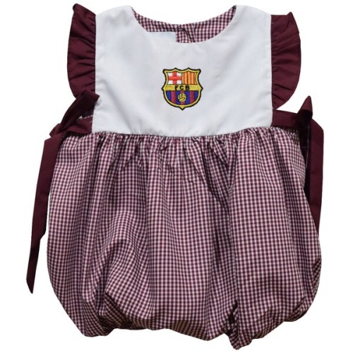 Barcelona Vive La Fete Girls Infant Gingham Bubble Dress - Maroon