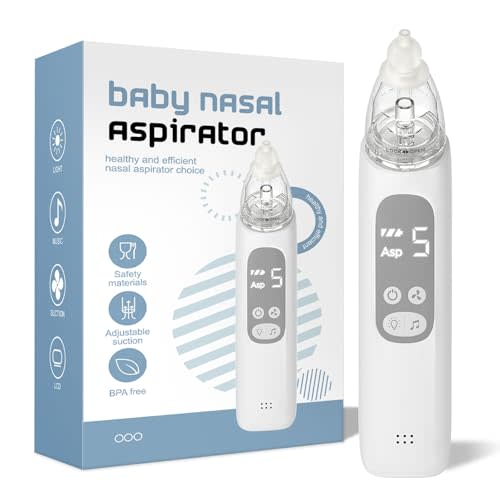X-Bosak Nasal Aspirator for Baby, Electric Nose Sucker for Baby, Snot Sucker with 5 Levels Suction, Soothing Light & Nursery Rhymes (White)