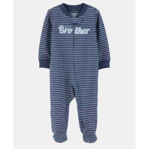 Baby Boy 'Little Brother' 2-Way Zip Cotton Sleep & Play Pajamas - Blue | Carter's