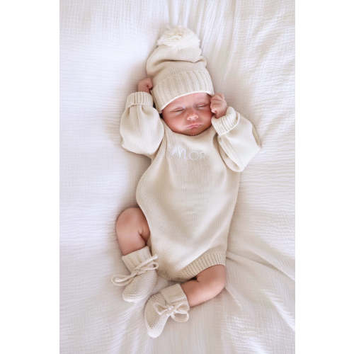 Embroidered Knit Sweater Bubble Romper | Ash