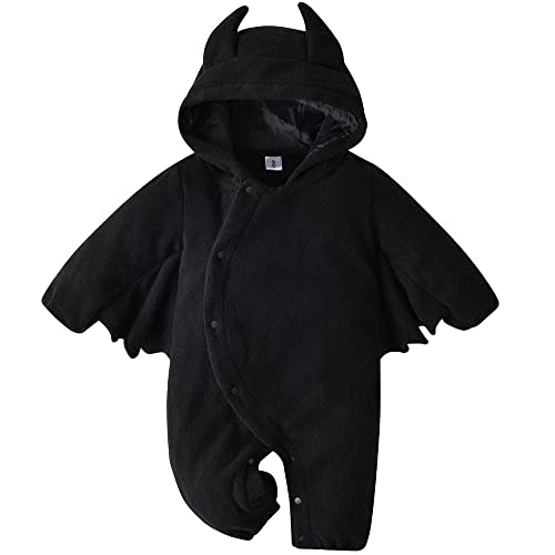 LNL Baby Bat Halloween Costume Infant Bat Costumes Unisex Hooded Romper Polar Fleece