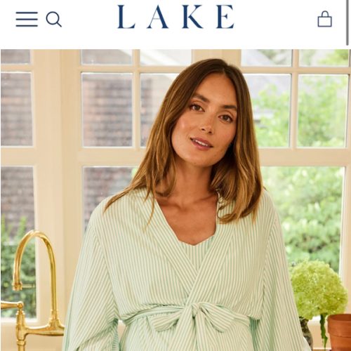LAKE | Women | DreamModal Pajamas | Parisian Green Pencil Stripe Maternity Kimono Bundle