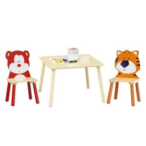 Yinvani Natural 3 Piece Toddler Table with 2 Chairs Set