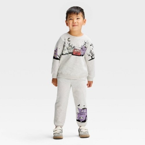 Toddler Boys' 2pc Cars Lightning McQueen Halloween Glow in the Dark Sweatshirt and Pants Set - Gray 2T