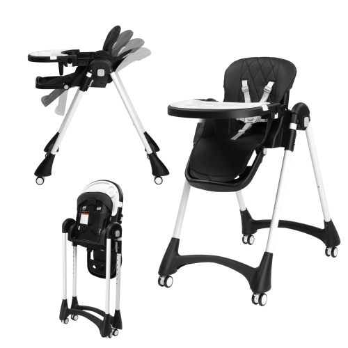 JOYMOR Foldable Baby High Chair 4 in 1 Convertible Height Adjustable Multiple Recline Compact Gray – Joymor