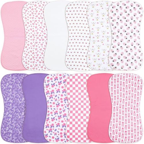 Baby Burp Cloths &Baby B.ibs 2-in-1 Design 3 Layers Thicken Cotton Absorbent and Soft Spit Up Burping Rags Set for Newborn (Multicolor-02)