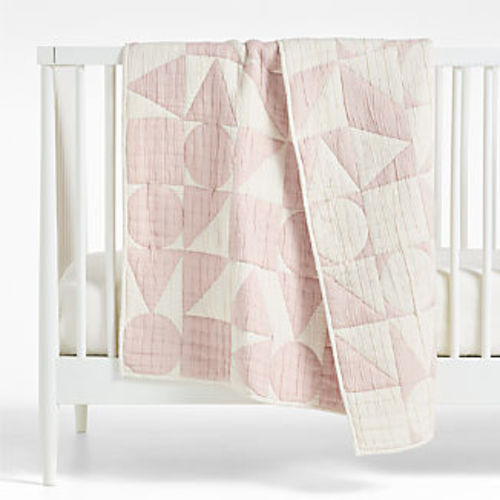Geo Matelasse Orchid Rose 100% Organic Cotton Baby Crib Quilt