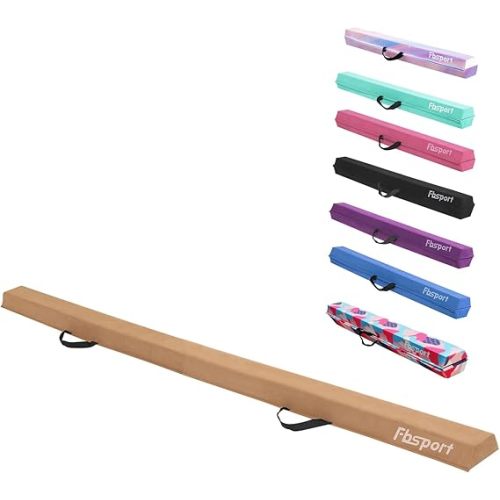 FBSPORT 8ft/6ft Balance Beam: Folding Floor Gymnastics Equipment for Kids Adults,Non Slip Rubber Base, Gymnastics Beam for Training, Practice, Physical Therapy and Professional Home Training