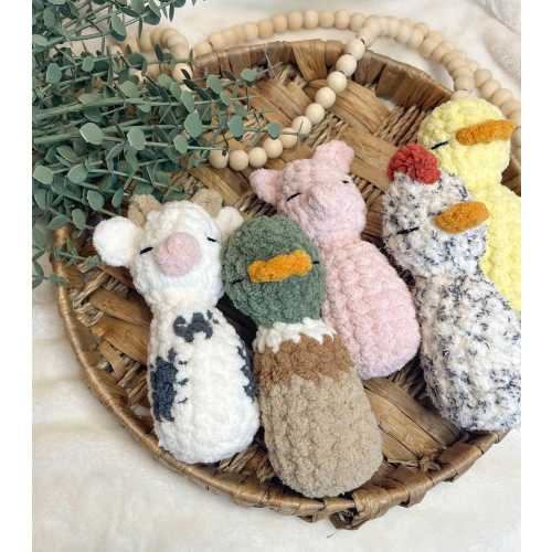 Crochet Farm Animal Baby Rattle | Farm Animal Peg Doll | Farm Nursery | Farm Baby Shower
