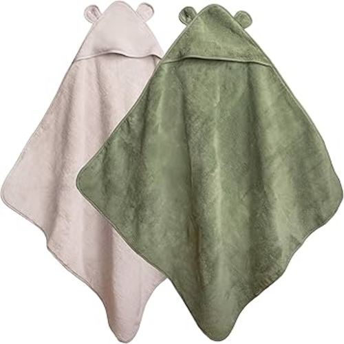 Natemia Hooded Baby Bath Towel - 100% Organic Cotton Baby Towels for Newborns, Toddlers, Boys, Girls - Soft Absorbent 450 GSM - Gentle on Sensitive Skin - Baby Shower Registry Gift (35" x 35")