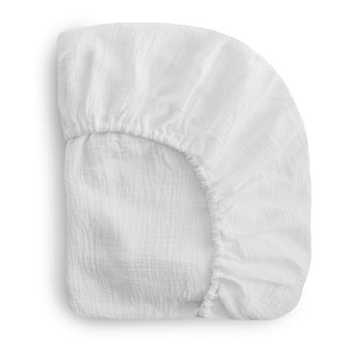 mushie Extra Soft Muslin Fitted Crib Sheet | 192 Thread Count | 28"x 52" (White)