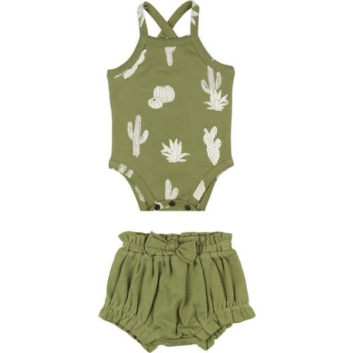Print Organic Cotton Tank Bodysuit & Bloomers Set