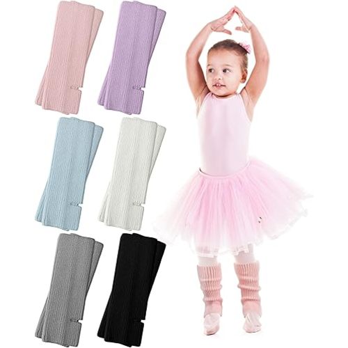 Vabean 6 Pairs Dance Leg Warmers for Kid Girl Toeless Ballet Leg Warmer Knit Ankle Warm Socks for Dance Ballet