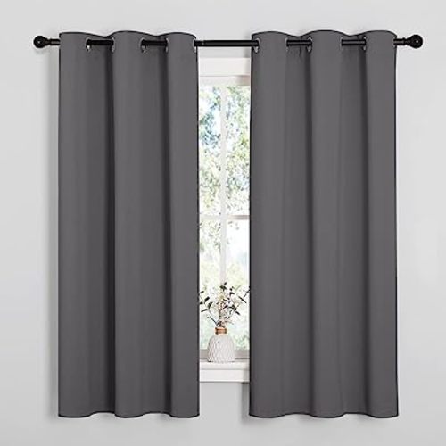 NICETOWN Thermal Insulated Grommet Blackout Curtains for Bedroom (2 Panels, W42 x L63 -Inch, Grey)