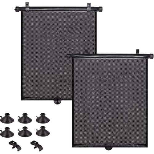 Car Sun Shade Side Window, Retractable Car Roller Shades for Side Window Blocks Harmful Sun Glare and Heat