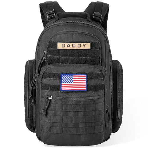 SHARKMOUTH Diaper Bag Backpack for Dad and Mom, Military Molle diaper Pack with Insulated Bottle Holders and Wipe Pocket