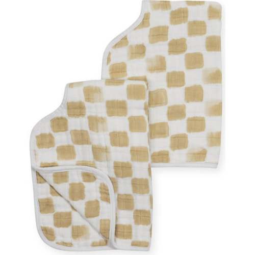 Cotton Muslin Multi-Layered Burp Cloth 14X21, Adobe Checker (Pack Of 2) - Little Unicorn | Maisonette