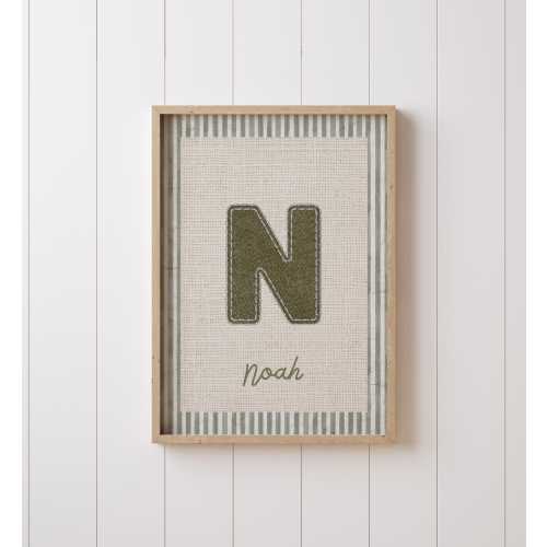 Kids and Nursery Name Sign: Denim Monogram Wall Art, Baby Name Print