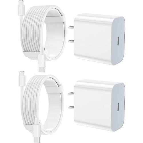 iPhone Charger Fast Charging 2 Pack Type C Wall Charger Block with 2 Pack [6FT&10FT] Long USB C to Lightning Cable for iPhone 14/13/12/12 Pro Max/11/Xs Max/XR/X,AirPods Pro
