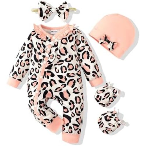 Mikrdoo Baby Girl Clothes Preemie Newborn Coming Home Fall Winter Outfit Knit Jumpsuit Ruffle Romper with Headband