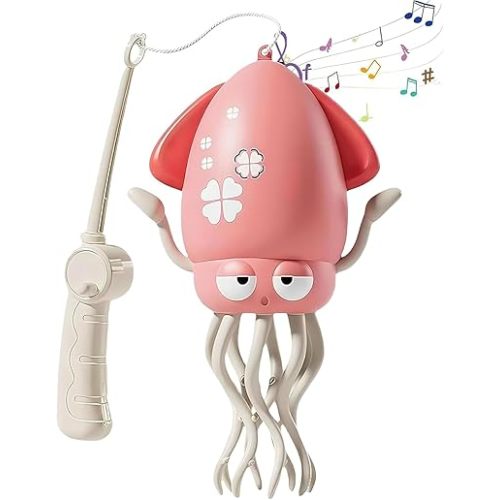 Dancing Octopus Toy – Electric Crawling Tummy Time Toy, Rechargeable Wiggly Robot with Music, Rolling Tentacle Movement - Sensory Toys Dancing Squid for Boys,Girls (Pink)
