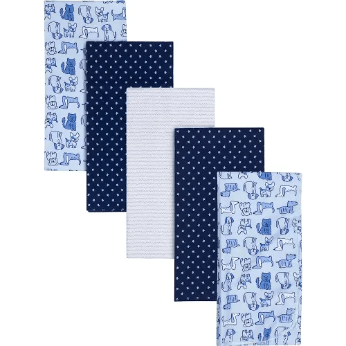 Gerber Boys Newborn Infant Baby Toddler Nursery 100% Cotton Flannel Receiving Swaddle Blanket, Dogs Blue, 5-Pack
