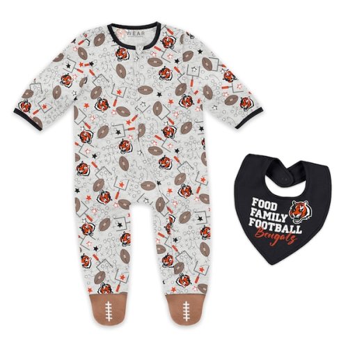 Cincinnati Bengals WEAR by Erin Andrews Infant & Newborn Sleep and Play Full-Zip Sleeper & Bib Set