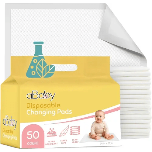 Disposable Changing Pads for Baby (50 Pack) Super Soft and Ultra Absorbent Baby Changing Pad - Leak Proof Diaper Changing Pads for Stress-Free Baby Diaper Changes - White