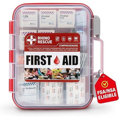 RHINO RESCUE 371 Pieces OSHA All-Purpose First Aid Kit, Home & Office Professional Medical Supplies, Ideal for Emergency, School, Business
