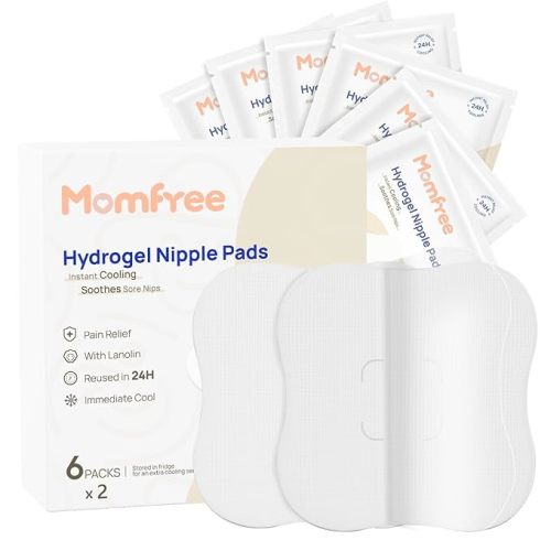 Hydrogel Nipple Gel Pads for Breastfeeding: Soothing Nursing Pads Reusable Instant Cooling Relief | Promotes Healing Irritated Nipples - 6 Packs(12 Count)