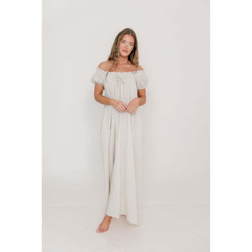 Ensley 100% Cotton Maxi Dress in Pale Pink Plaid - Bump Friendly