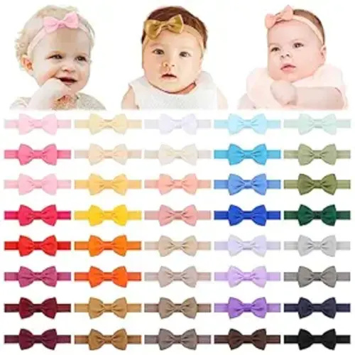 40pcs Baby Girls Bows Headbands Elastic Hairband Ribbon Bow Hair Accessories for Newborns Infants Toddlers and Kids