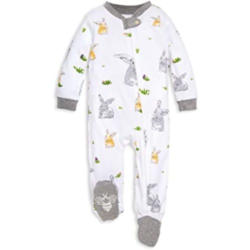 Burt's Bees Baby Boys' Pajamas, Organic Cotton Loose Fit Sleep and Play One-Piece Zip Front Footed PJs