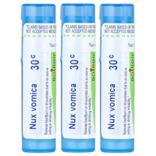 Boiron Nux Vomica 30C, 3 Tubes, Approx 80 Pellets Each