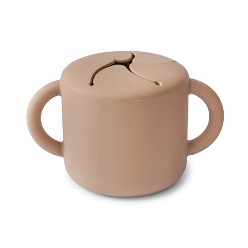 mushie Silicone Snack Cup | Spill Proof Food Container for Toddler and Baby (Natural)