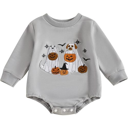 Kuriozud Newborn Baby Boy Girl Bubble Romper Funny Letter Long Sleeve Oversized Sweater Tops Fall Winter Clothes