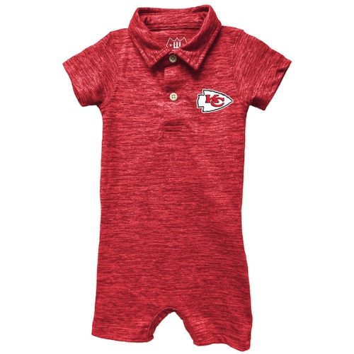 Infant Kansas City Chiefs Wes & Willy Red Short Leg Cloudy Yarn Polo Bodysuit
