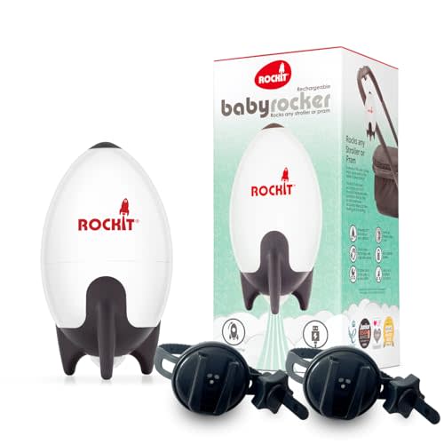 Rockit Rocker Rechargeable Pram Rocker - Baby Pushchair Rocking Device, Soothing Motion for Stroller or Buggy, Adjustable Speed, 60 Minute Timer, Universal Fit (Includes 2 Brackets)