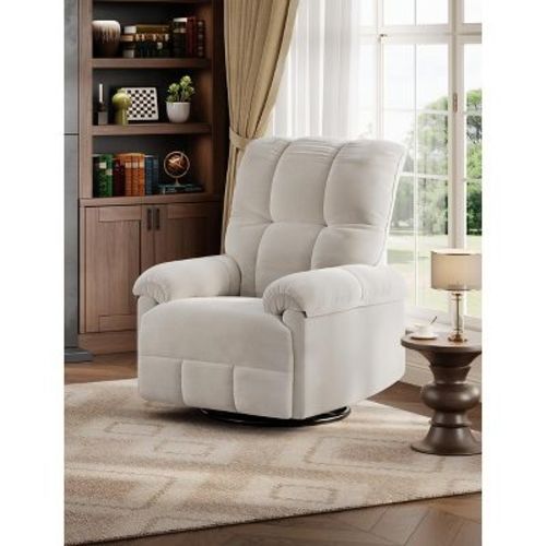 Oversized Recliner Chair, Overstuffed Soft Chenille Swivel Rocker Recliner with Padded Armrests, Comfortable Nursery Rocking Chairs