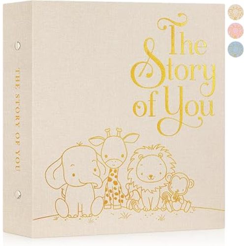 Ywlake Baby Photo Album 4x6 600 Pockets, Animal Linen Photo Book Newborn Bebe Album Memory Book Holds 600 Horizontal and Vertical Pictures Gift for Kids Boy Girl Baby Shower (Beige)